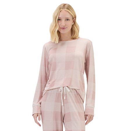 Pijama Cor Com Amor Manga Longa