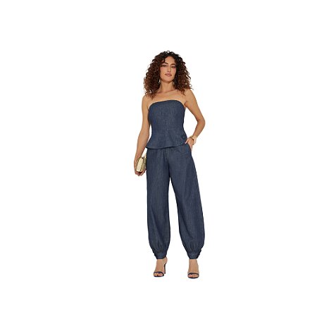 Blusa Gatos e Atos Jeans Sem Alças