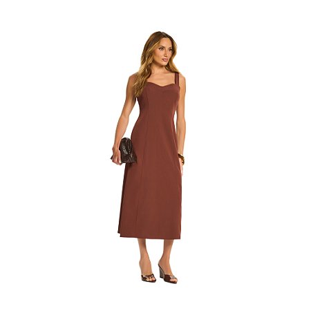 Vestido Doce Trama Midi Com Alças