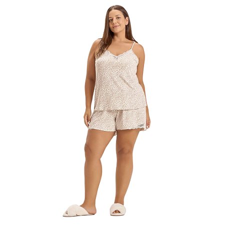 Short Doll Cor Com Amor Alça Plus Size
