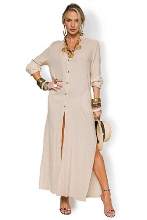 vestido longo com bolso lateral