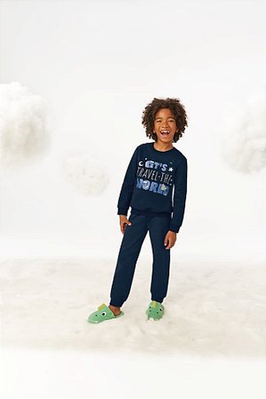 Pijama Malwee Infantil Menino Manga Longa em Moletom