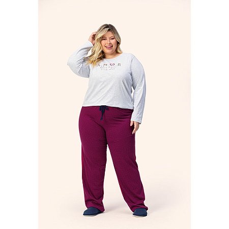 Pijama Lua Encantada Manga Longa Plus Size