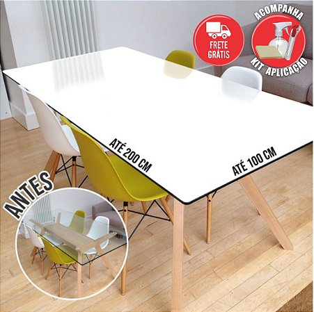 Adesivo Branco Para Mesa Vidro Laca Branca + Kit Aplicação