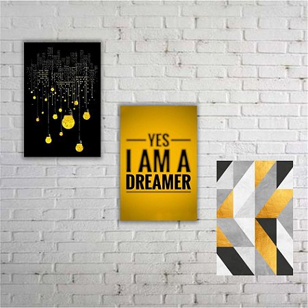 Kit 03 Quadros Yes I am a dreamer