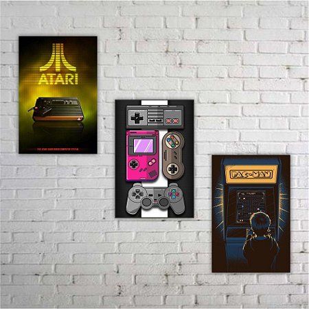 Kit 03 Quadros de videogames antigos