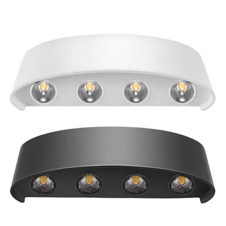 Luminária Arandela Meia Lua Sobrepor LED 8W Bivolt IP65 Cor Da Luz Branco Quente Com 8 Fachos De Luz