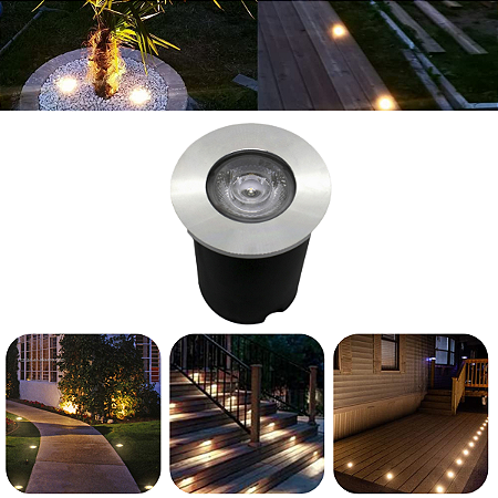 Luminária Balizador Spot Led SMD Em PVC De 1W Luz Branco Quente De Embutir  Em Piso Chão Solo Gramado Jardim Escada - Laricel Store