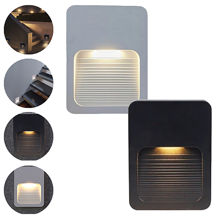 2 Balizador 4x2 Led 2w Sobrepor Luz Branco Quente P/ Escada