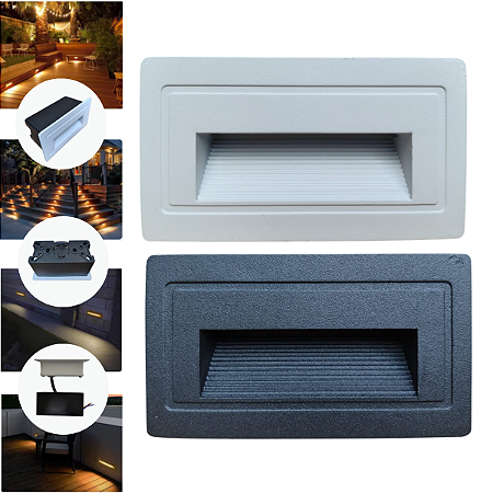 2 Balizadores Leds 3w Embutir Luz Branco Quente P/ Escada