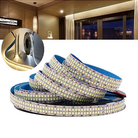 Fita Led Dupla 2835 Adesiva Rolo 5m 12v 480 Leds/m Ip20