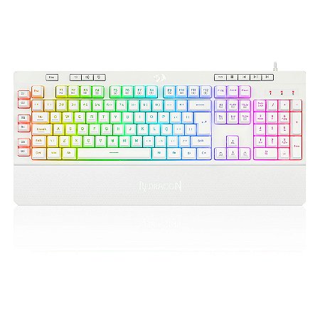 Teclado Membrana Gamer Redragon Shiva Lunar White RGB K512W-RGB ABNT2