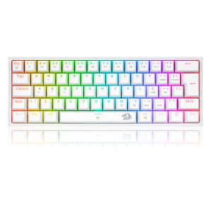 Teclado Mecânico Gamer Compacto Redragon Fizz Lunar White RGB 60%