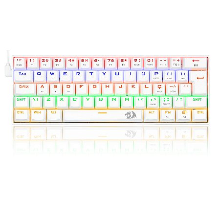 Teclado Mecânico Gamer Compacto Redragon Lakshmi Lunar White Iluminação