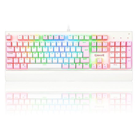 TECLADO MECÂNICO GAMER KALA RGB BRANCO COM ROSA SWITCH ABNT2