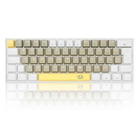 TECLADO GAMER REDRAGON LAKSHMI AMARELO+CINZA+ BRANCO COM SWITCH MARROM