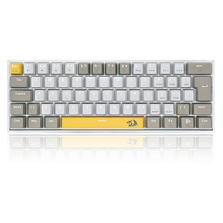 TECLADO GAMER REDRAGON LAKSHMI AMARELO+BRANCO+ CINZA COM SWITCH MARROM