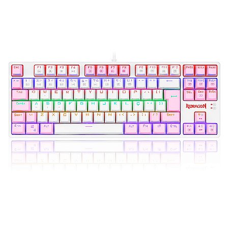 TECLADO GAMER REDRAGON DAKSA BRANCO E ROSA