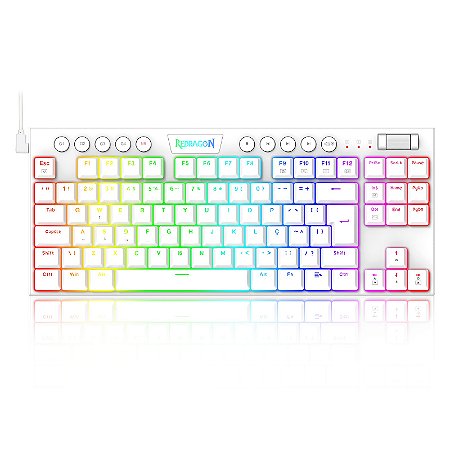 TECLADO MECÂNICO GAMER REDRAGON HORUS TKL RGB BRANCO