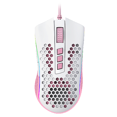 MOUSE GAMER REDRAGON STORM RGB BRANCO COM ROSA