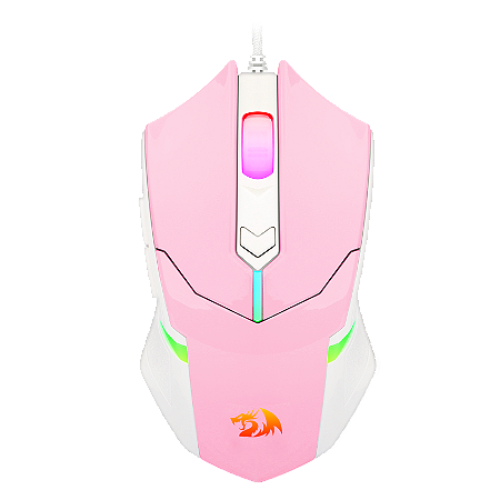 MOUSE GAMER REDRAGON CENTROPHORUS RGB ROSA COM BRANCO