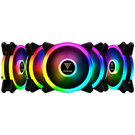 Kit com 5 fans Gamdias Aeolus M2-1205R RGB 120mm