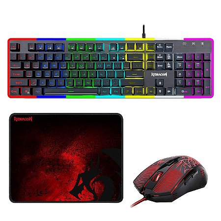 Kit Teclado e Mouse com Mousepad S107 (3 em 1)