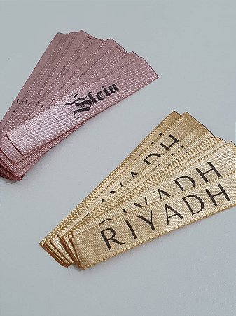 Etiqueta de cetim personalizada - 10mm x 7cm - 100 unidades