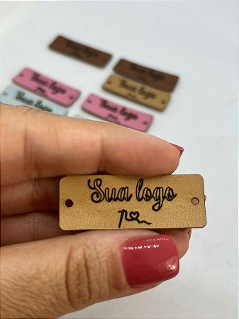 Etiquetas Tag Personalizada Couro Sintético 100un 3x3