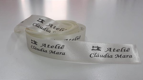 Fita de cetim personalizada 22mm - 100 metros - impressão preta