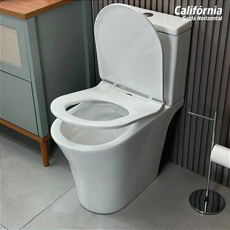 Vaso Sanitário Monobloco California Branco Saída Horizontal Com Caixa Acoplada Assento Soft Close