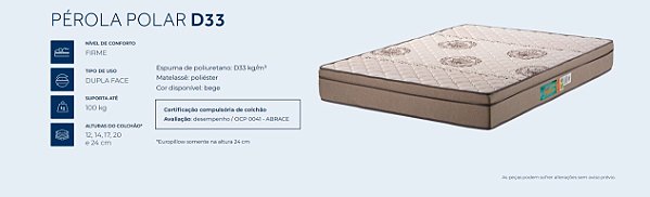 COLCHÃO D33 POLAR SOLTEIRO - 0,88X1,88