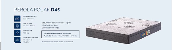 COLCHÃO D45 POLAR QUEEN - 1,58X1,98