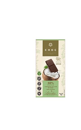 Chocolate Ao Leite de Coco 50%Cacau Zero Açúcar Choc 80g