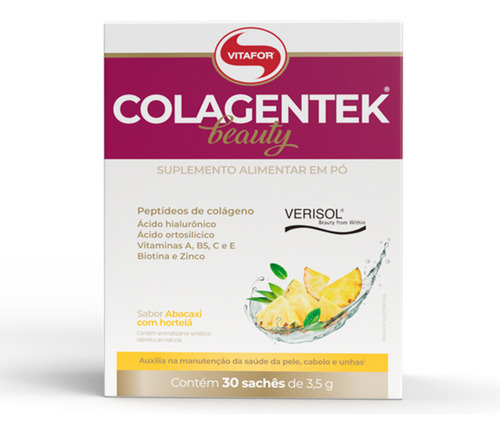 COLAGENTEK BEAUTY 30 SACHES DE 3,5G ABACAXI COM HORTELA VITAFOR