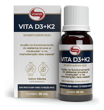 VITA D3 + K2 GOTAS FRASCO 20ML SABOR MENTA VITAFOR