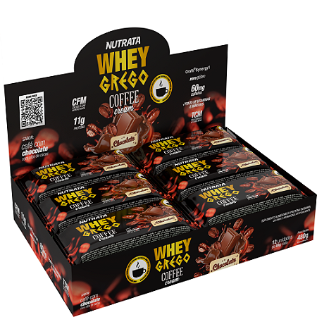 BARRA PROTEICA NUTRATA GREGO BAR COFFEE CHOCOLATE DISPLAY C/ 12 UN