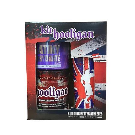 KIT HOOLIGAN 301G + CREATINA 300G + COQUETELEIRA SABOR MAÇA VERDE CANIBAL INC
