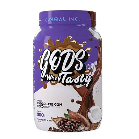 GODS WHEY TASTY 900G CHOCOLATE C/ COCO CANIBAL INC