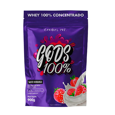 GODS 100% WHEY 900G MORANGO CANIBAL INC