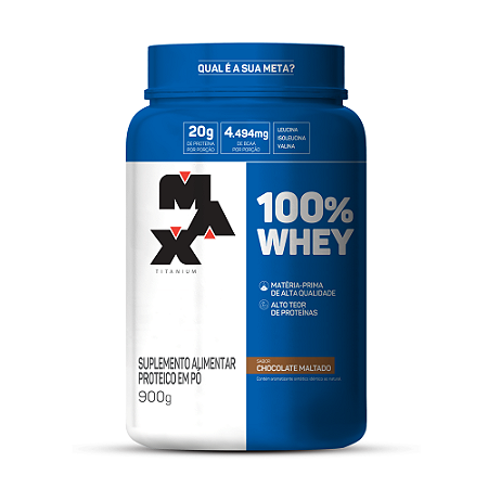 100% WHEY POTE 900G CHOCOLATE MALTADO MAX TITANIUM