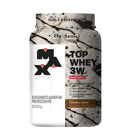TOP WHEY 3W + SABOR POTE 900 GR COOKIES MAX TITANIUM