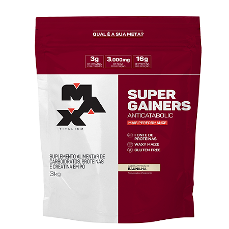 SUPER GAINERS REFIL 3KG BAUNILHA V02 MAX TITANIUM