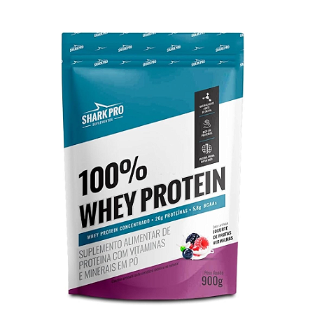 100% WHEY PROTEIN POUCH 900G - IOGURT C/ FRUTAS VERME SHARK PRO