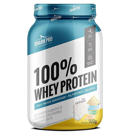 100% WHEY PROTEIN POTE 900G - LEITINHO SHARK PRO