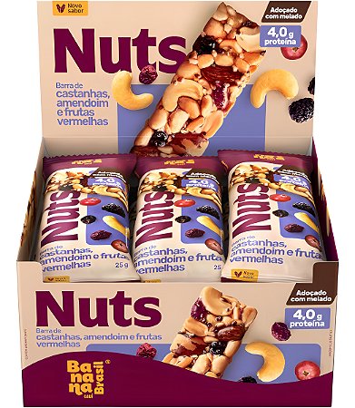 BARRA DE CASTANHAS NUTS FRUTAS VERMELHAS DP 12 UN BANANA BRASIL
