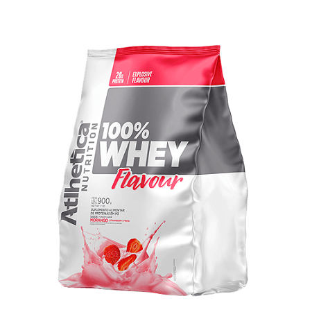 100% WHEY FLAVOUR PACOTE (900 G) MORANGO ATLHETICA NUTRITION
