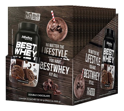 BEST WHEY (DISPLAY C/15 SACHETS DE 40g) DOUBLE CHOCOLATE  ATLHETICA NUTRITION