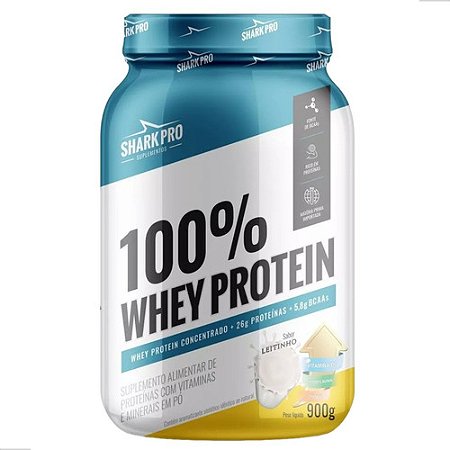 100% WHEY PROTEIN POTE 900G - LEITINHO SHARK PRO