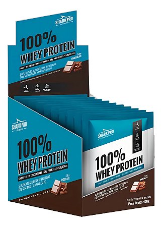SACHE 100% WHEY CHOCOLATE - 40GR - CX C/ 10 UND SHARKPRO